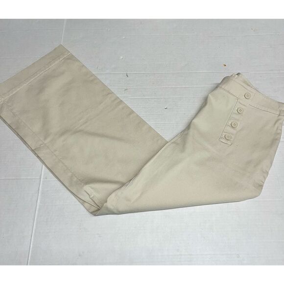 Talbots Heritage Tan Khaki Stretchy Flat Front Side Zip Pants Size 12 - Picture 1 of 12